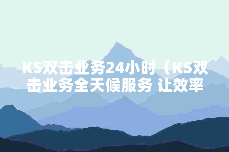 KS双击业务24小时（KS双击业务全天候服务 让效率翻倍）