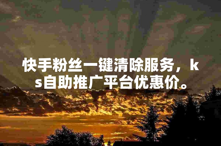 快手粉丝一键清除服务，ks自助推广平台优惠价。