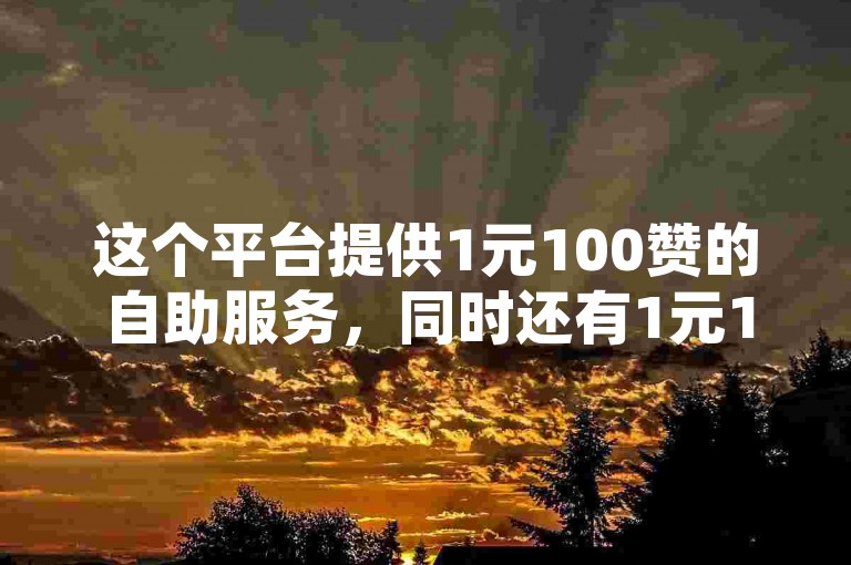 这个平台提供1元100赞的自助服务，同时还有1元1000个ks粉丝的增长方案。