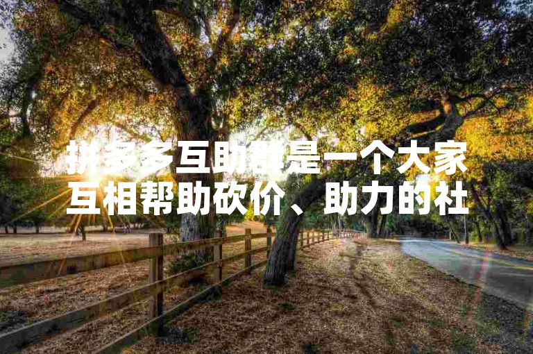 拼多多互助群是一个大家互相帮助砍价、助力的社群。