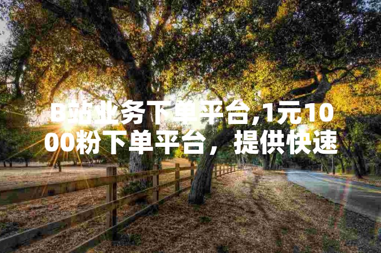 B站业务下单平台,1元1000粉下单平台，提供快速增粉服务。