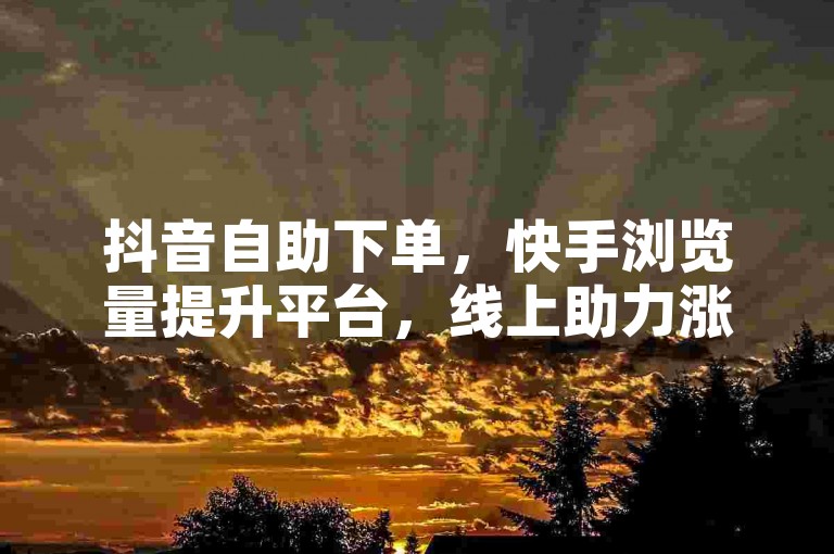 抖音自助下单，快手浏览量提升平台，线上助力涨粉。