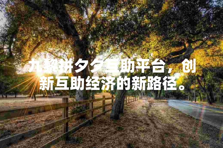 九黎拼夕夕互助平台，创新互助经济的新路径。