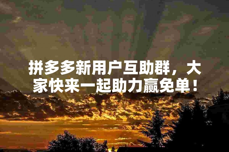 拼多多新用户互助群，大家快来一起助力赢免单！