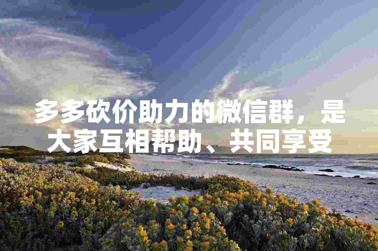 多多砍价助力的微信群，是大家互相帮助、共同享受优惠的温馨社区。
