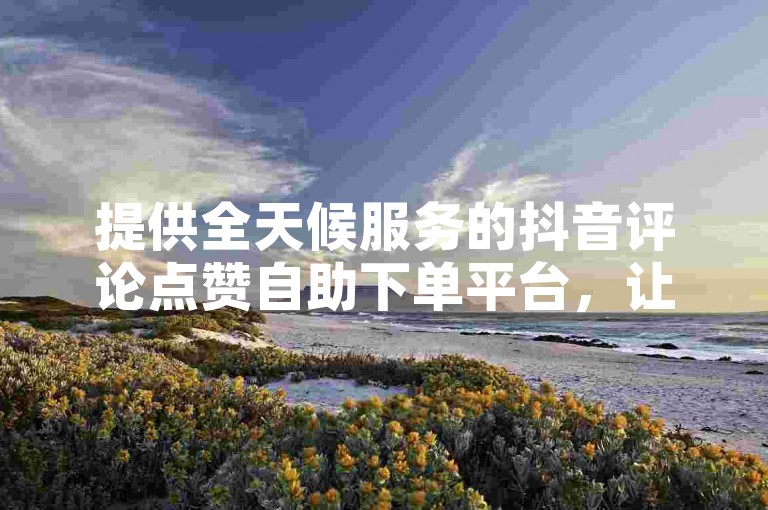 提供全天候服务的抖音评论点赞自助下单平台，让你轻松获得赞。
