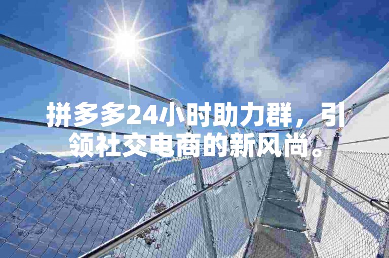 拼多多24小时助力群，引领社交电商的新风尚。