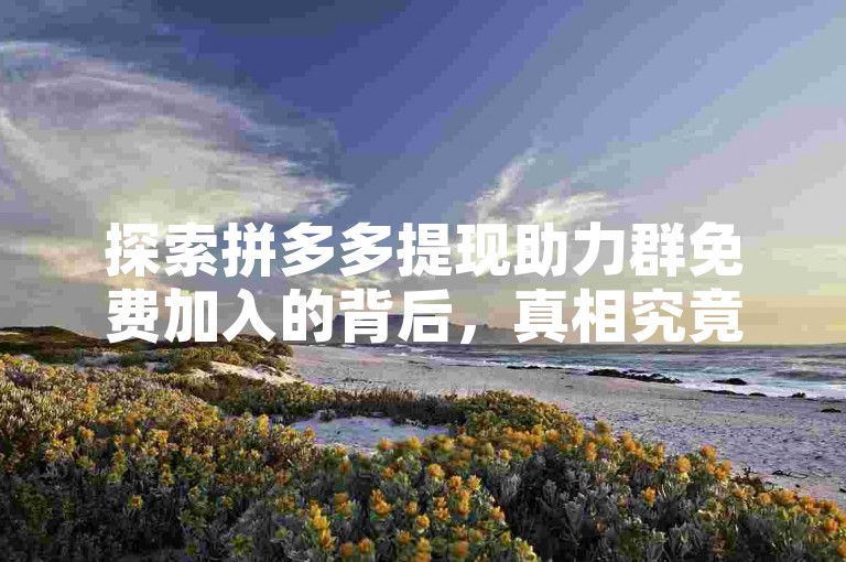 探索拼多多提现助力群免费加入的背后，真相究竟如何？