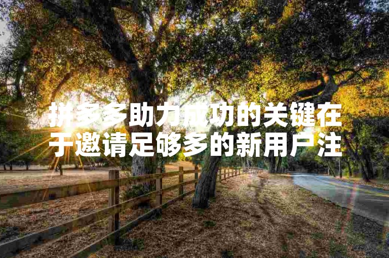 拼多多助力成功的关键在于邀请足够多的新用户注册并参与活动。