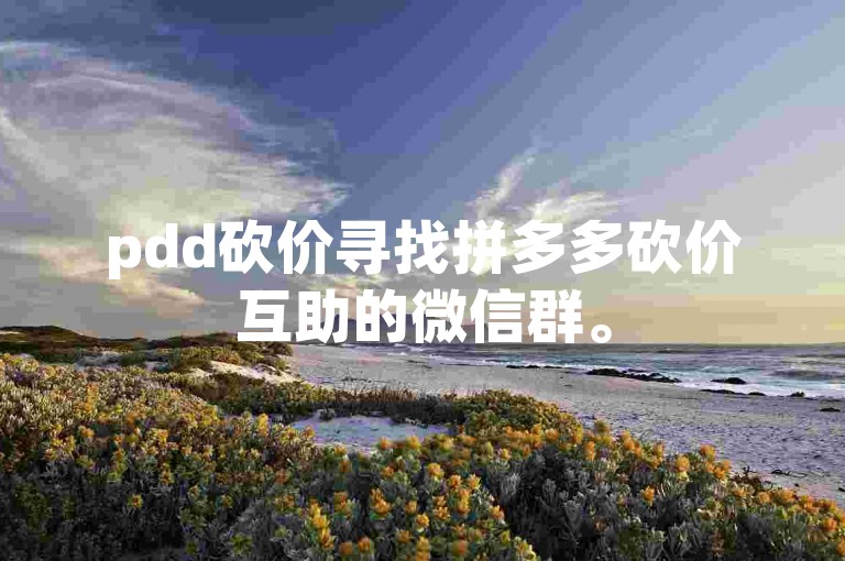 pdd砍价寻找拼多多砍价互助的微信群。