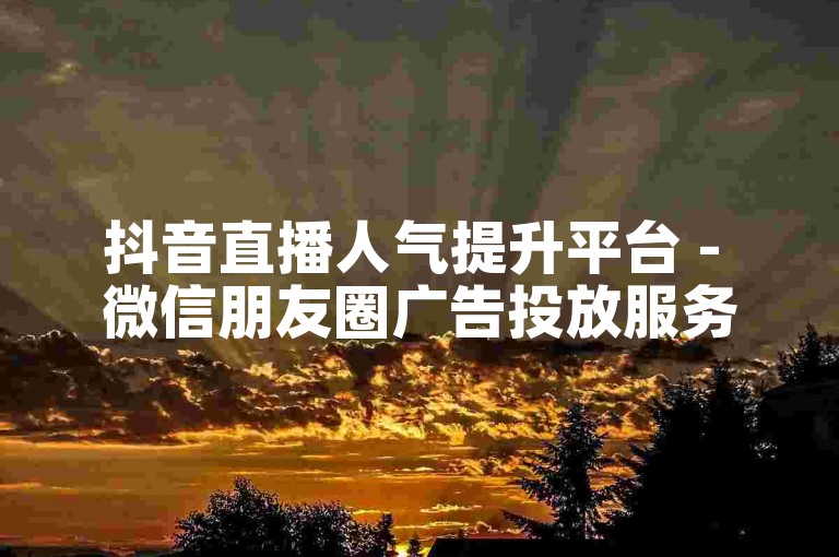 抖音直播人气提升平台 - 微信朋友圈广告投放服务