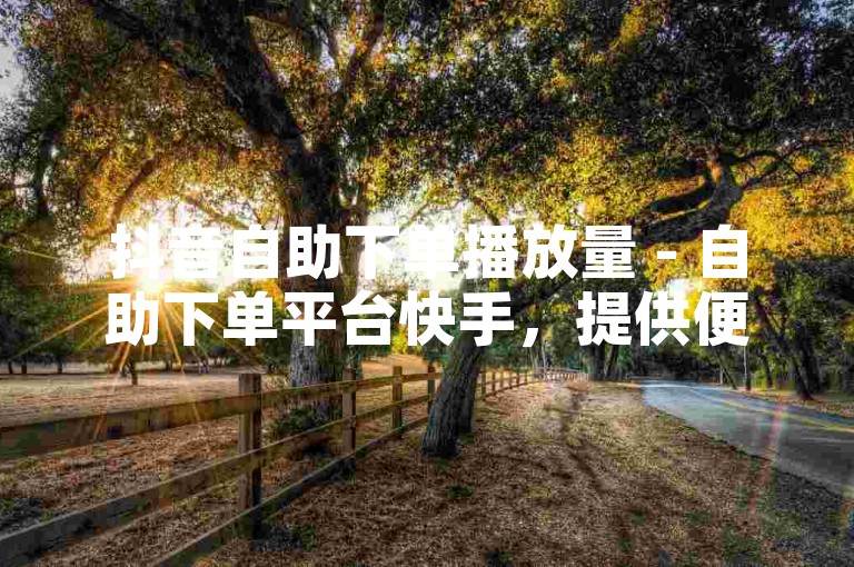 抖音自助下单播放量 - 自助下单平台快手，提供便捷的服务让用户轻松提升视频曝光度。