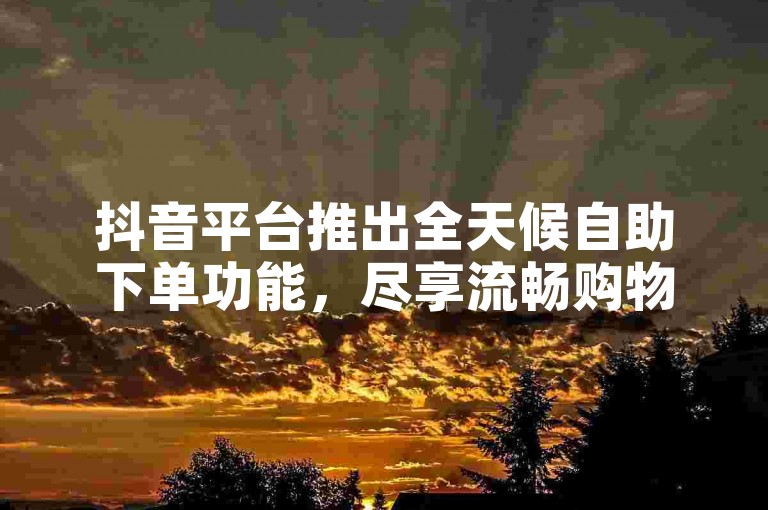 抖音平台推出全天候自助下单功能，尽享流畅购物体验。