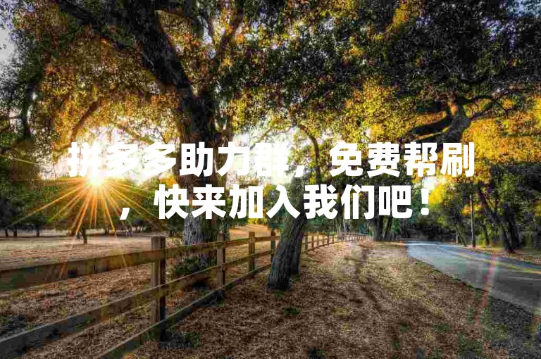 拼多多助力群，免费帮刷，快来加入我们吧！