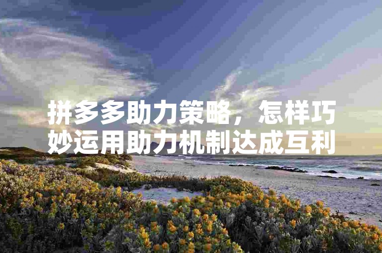 拼多多助力策略，怎样巧妙运用助力机制达成互利局面。