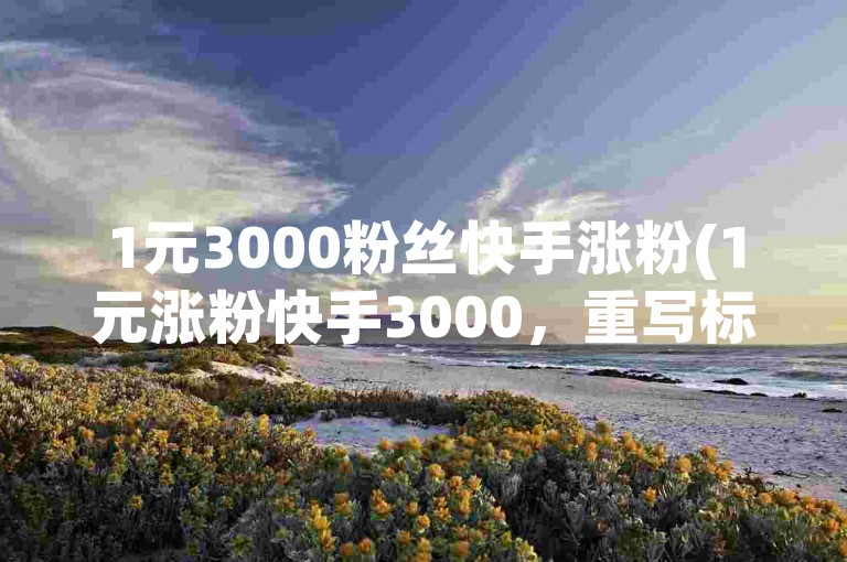 1元3000粉丝快手涨粉(1元涨粉快手3000，重写标题快手赚粉1元3000)