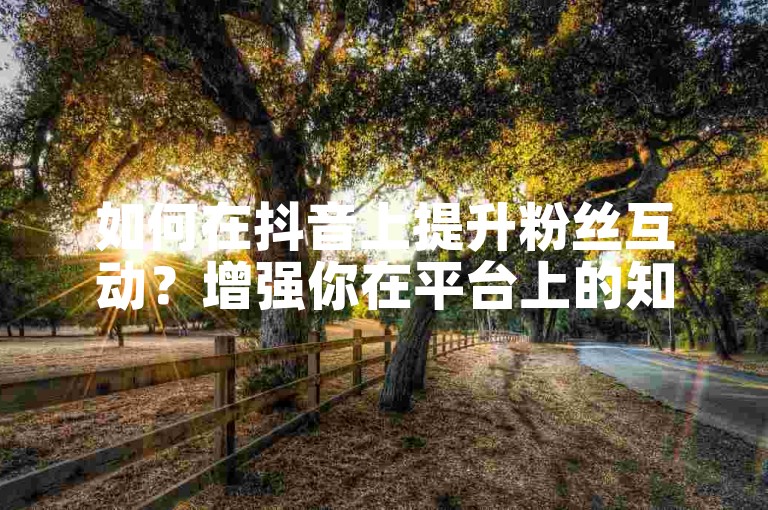 如何在抖音上提升粉丝互动？增强你在平台上的知名度和影响力。