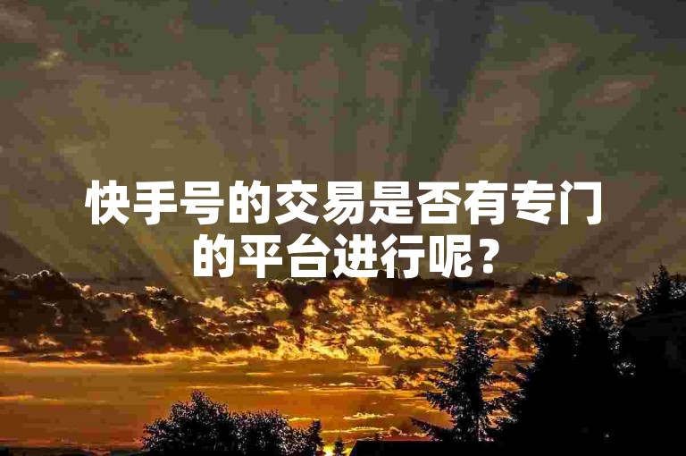 快手号的交易是否有专门的平台进行呢？
