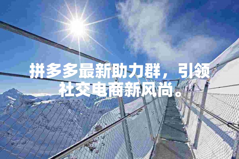 拼多多最新助力群，引领社交电商新风尚。