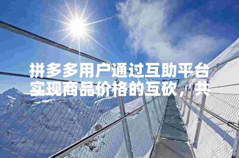拼多多用户通过互助平台实现商品价格的互砍，共同享受购物优惠。