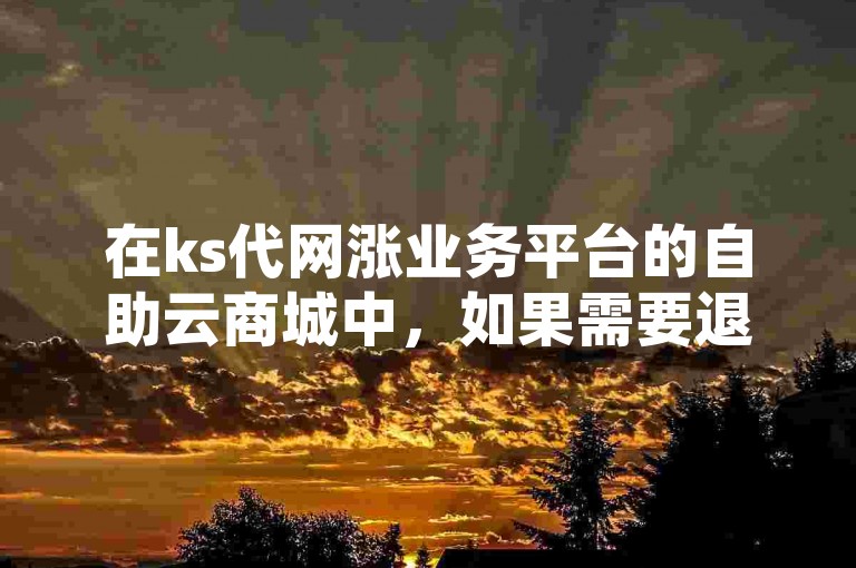 在ks代网涨业务平台的自助云商城中，如果需要退款，请按照平台提供的指引进行操作。