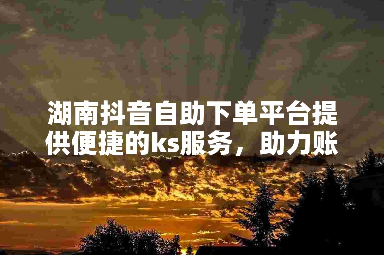 湖南抖音自助下单平台提供便捷的ks服务，助力账号低价快速涨粉。