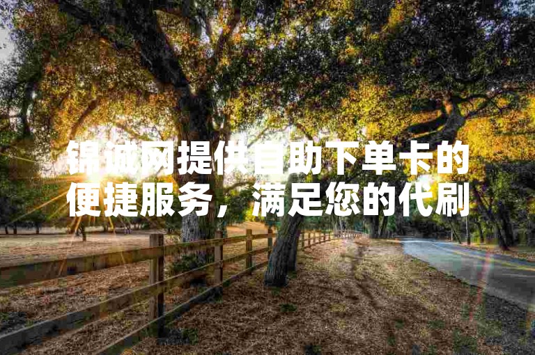 锦诚网提供自助下单卡的便捷服务，满足您的代刷需求。