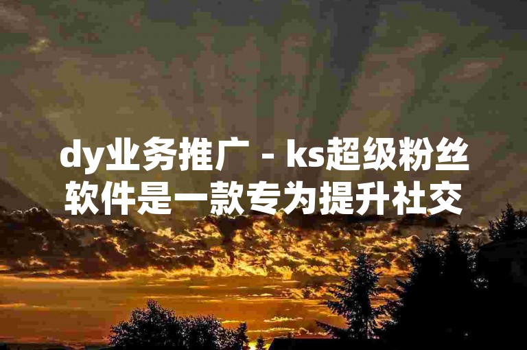 dy业务推广 - ks超级粉丝软件是一款专为提升社交媒体影响力设计的应用程序，它能帮助用户快速增加关注者数量。
